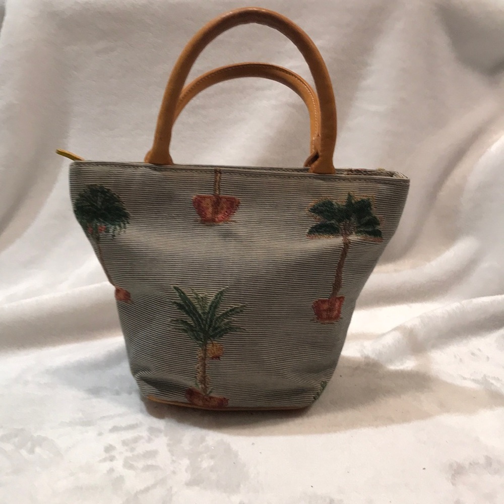 Tommy Bahama Vintage Purse Leather And Embroidered Design.